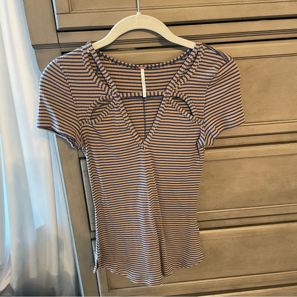 Free people knit cut out striped top size small